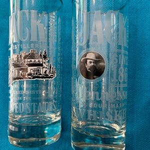 Jack Daniels Clear Glass Set of 2 with White frosted/etched Graphics